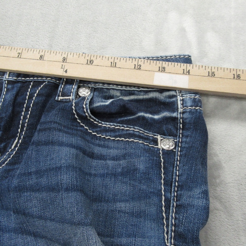 Miss Me Jeans Womens 26 Dark Wash Embellished Hemmed Whisker Chloe Bootcut 28x30 - Picture 14 of 16